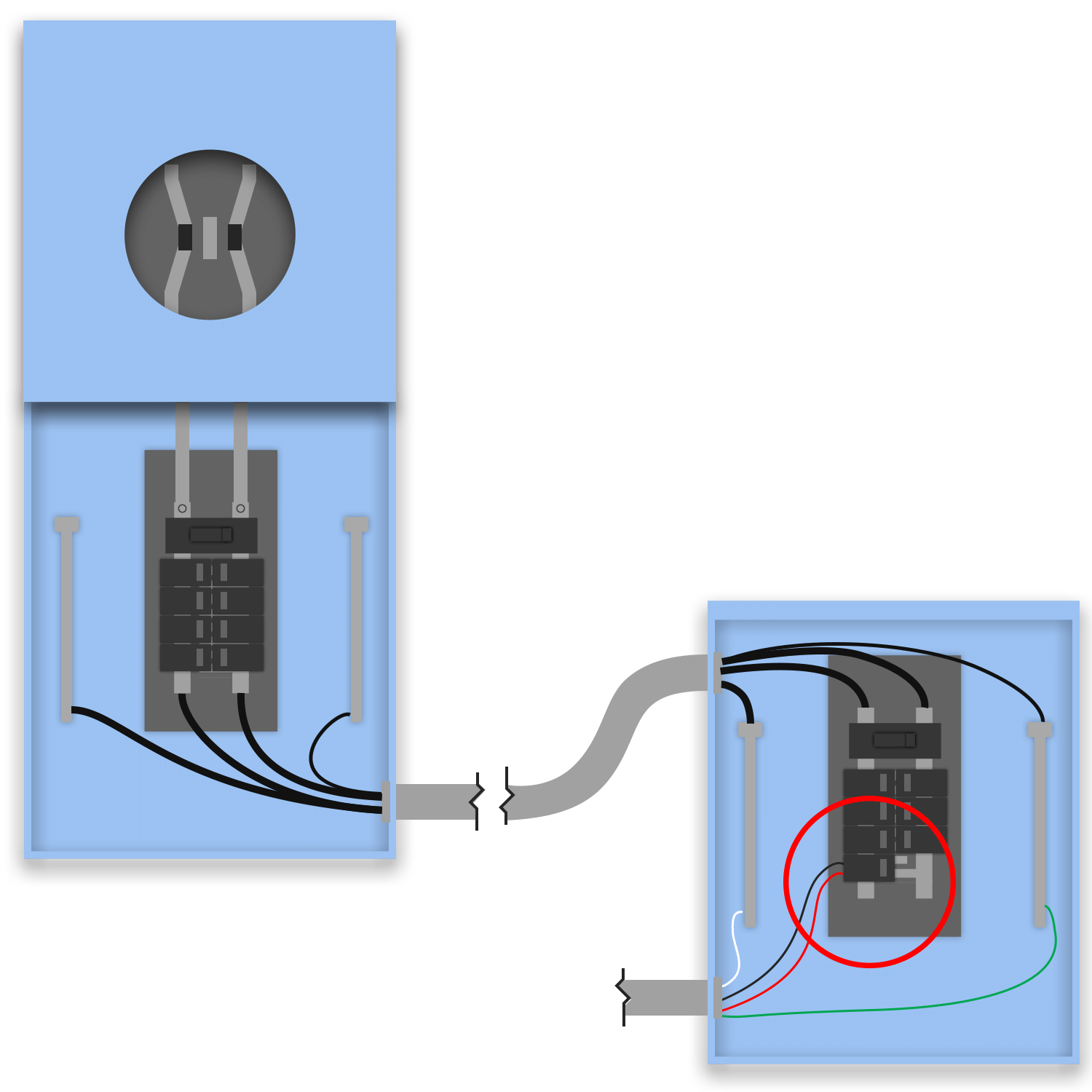 Backfeed Breaker - Feedthrough with Main wiring diagram